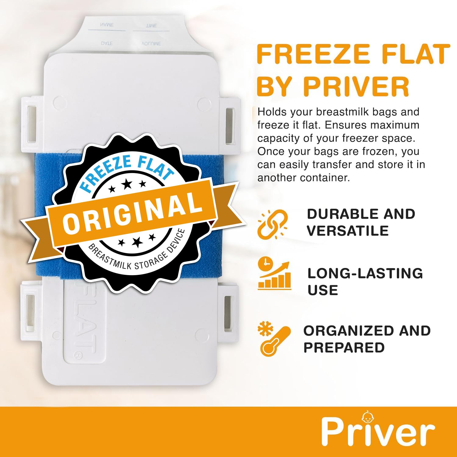 Priver Freeze Flat pairs with common breast pump accessories for streamlined feeding prep.