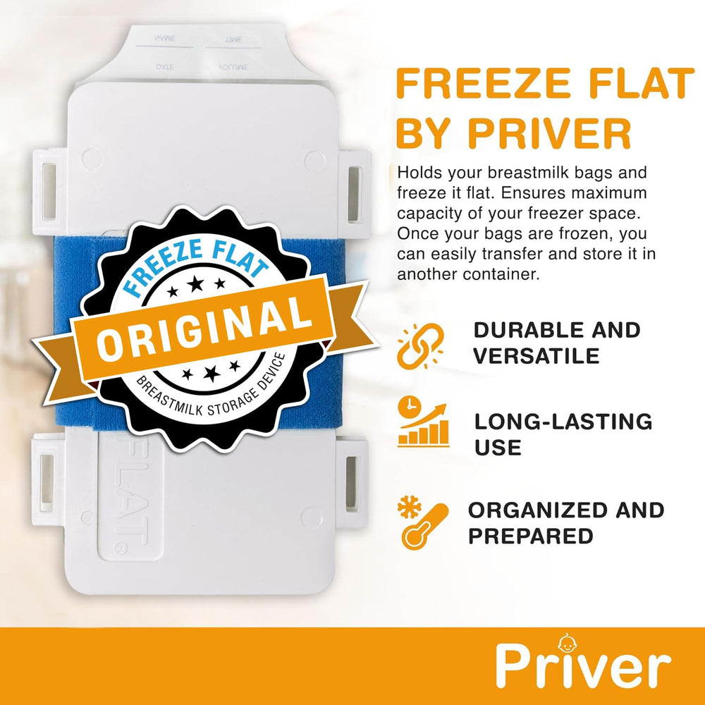 Priver Freeze Flat pairs with common breast pump accessories for streamlined feeding prep.