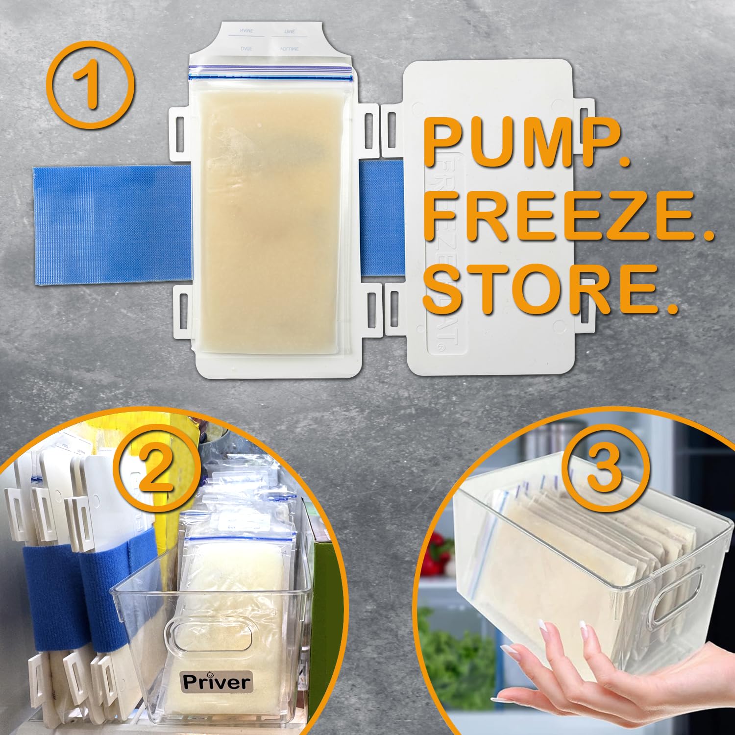 Priver Freeze Flat with a secure single strap helps quick, tidy freezer organization.