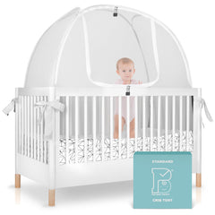 Pro Baby Safety crib tent with escape-prevention design keeps baby safely in.