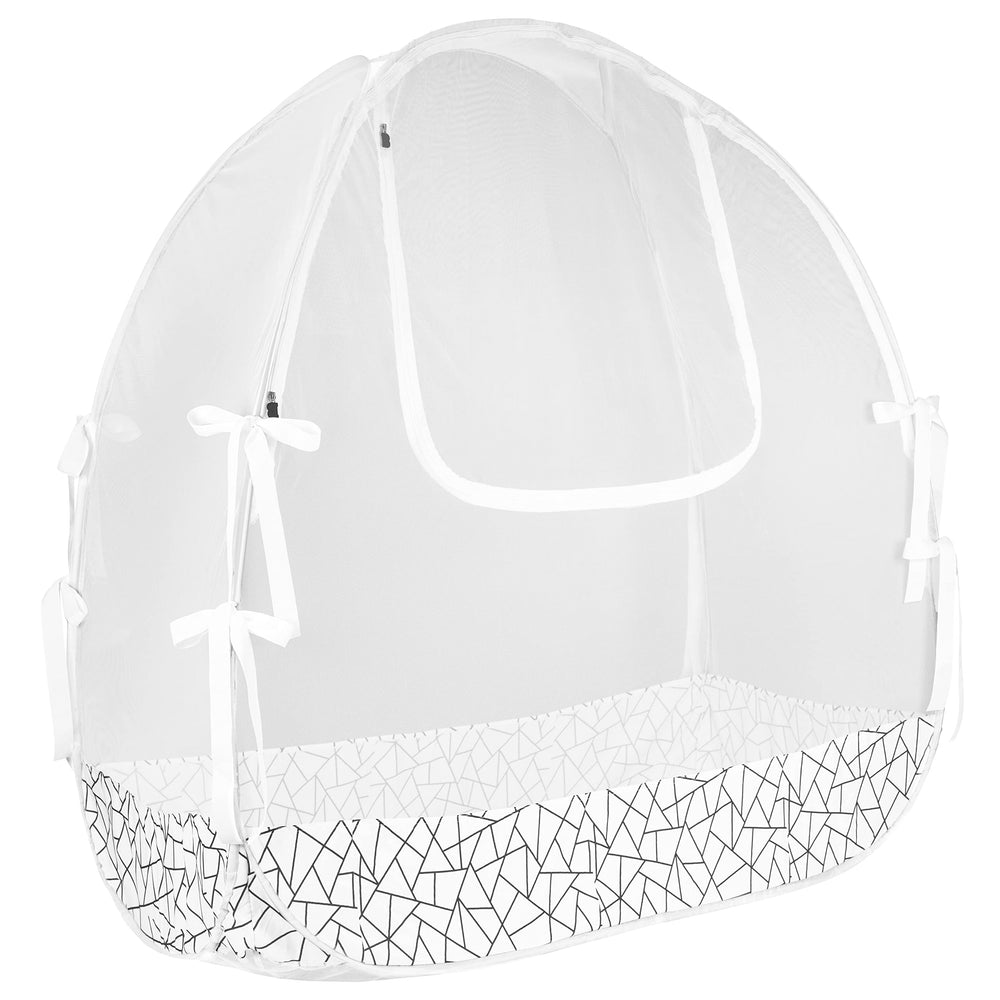 Pro Baby Safety crib tent with double-locking latch provides extra peace of mind.