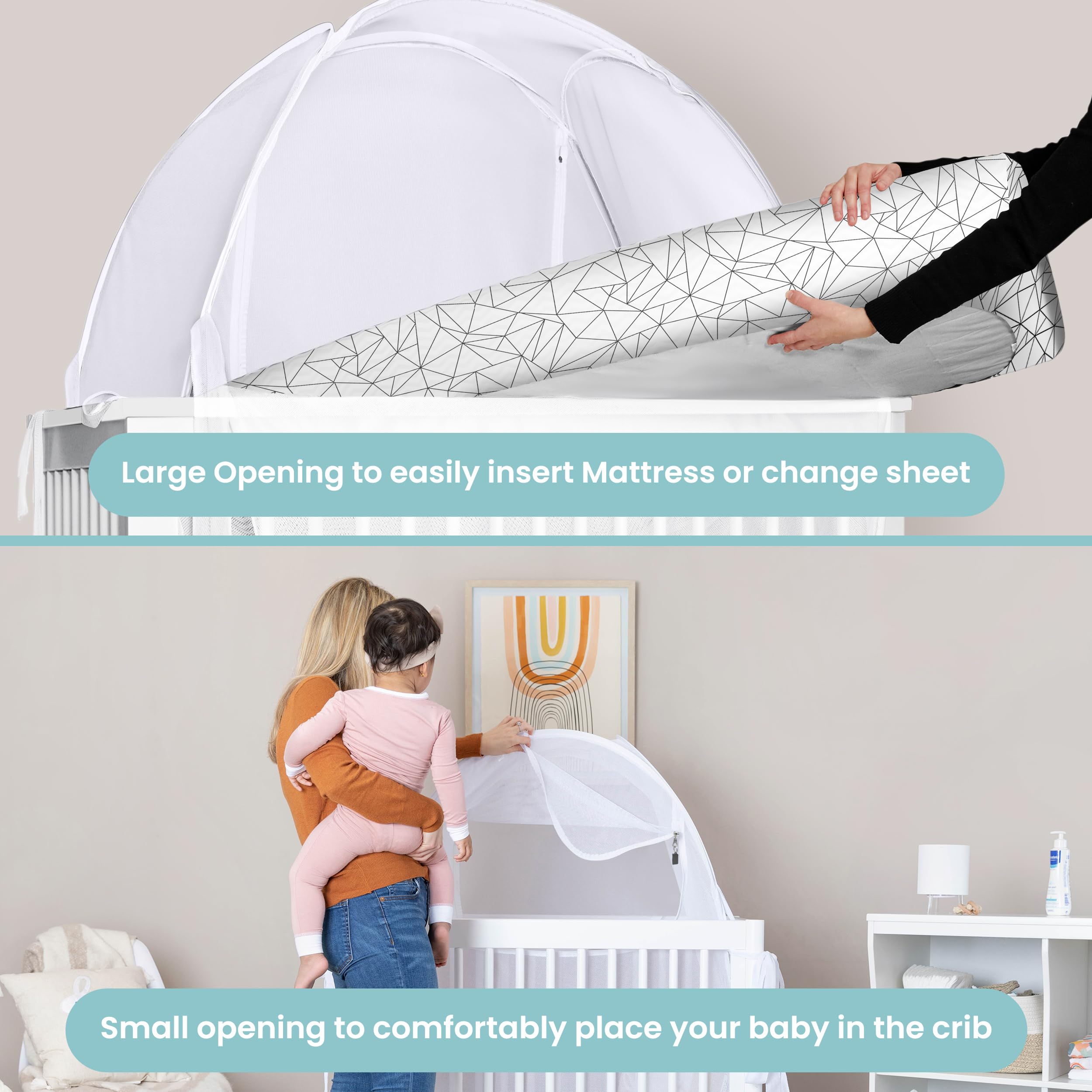 Pro Baby Safety standard-crib fit works with most US cribs.