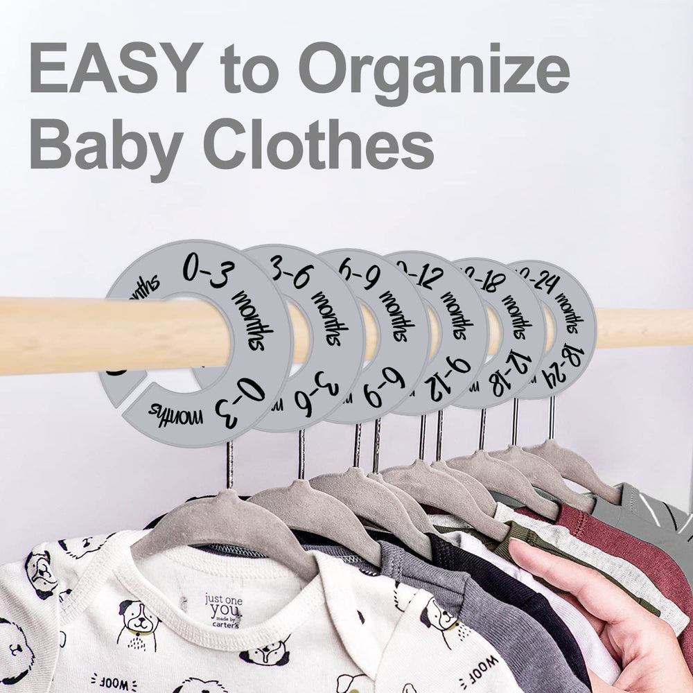 Pro Goleem baby closet dividers gray double-printed offering easy readability on labeled sizes