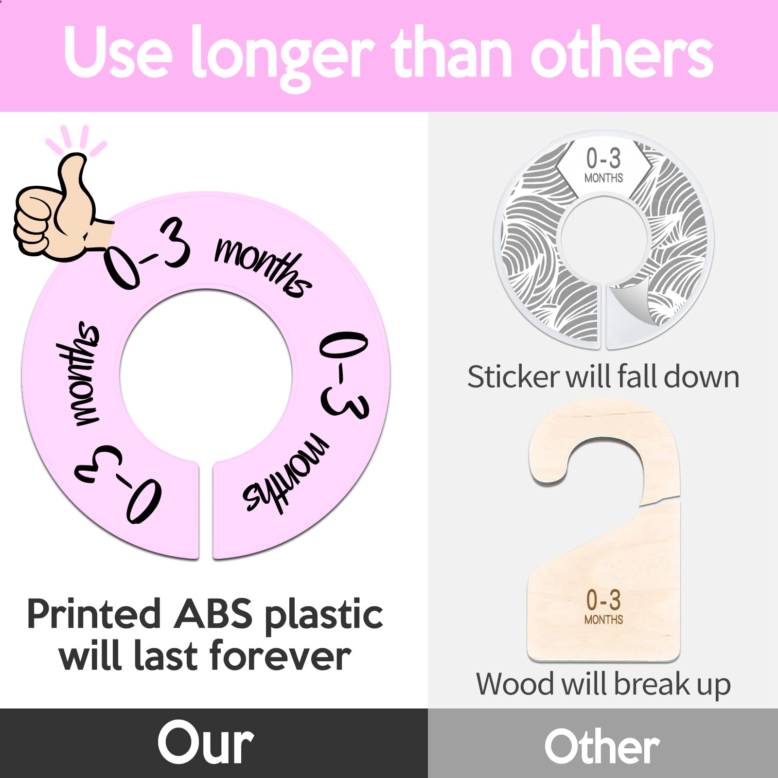 Pro Goleem Pink age range labels for quick size selection.