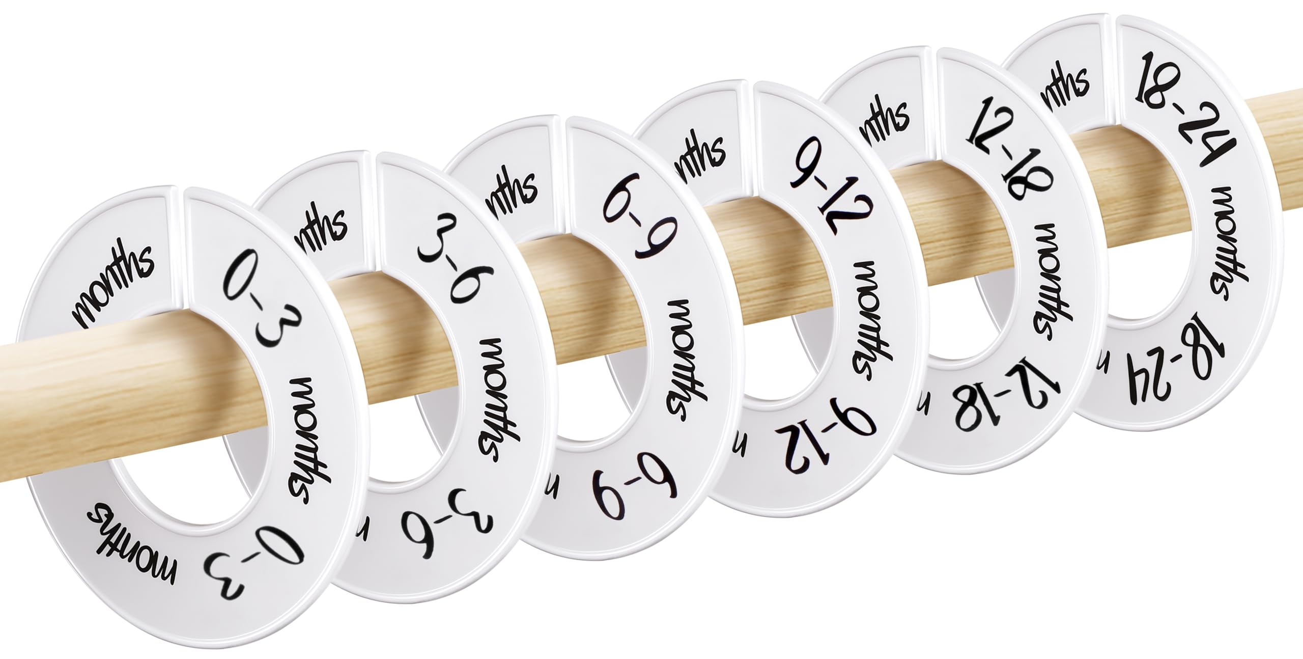 Pro Goleem baby closet dividers show 1.625-inch rod fit for quick outfit sorting