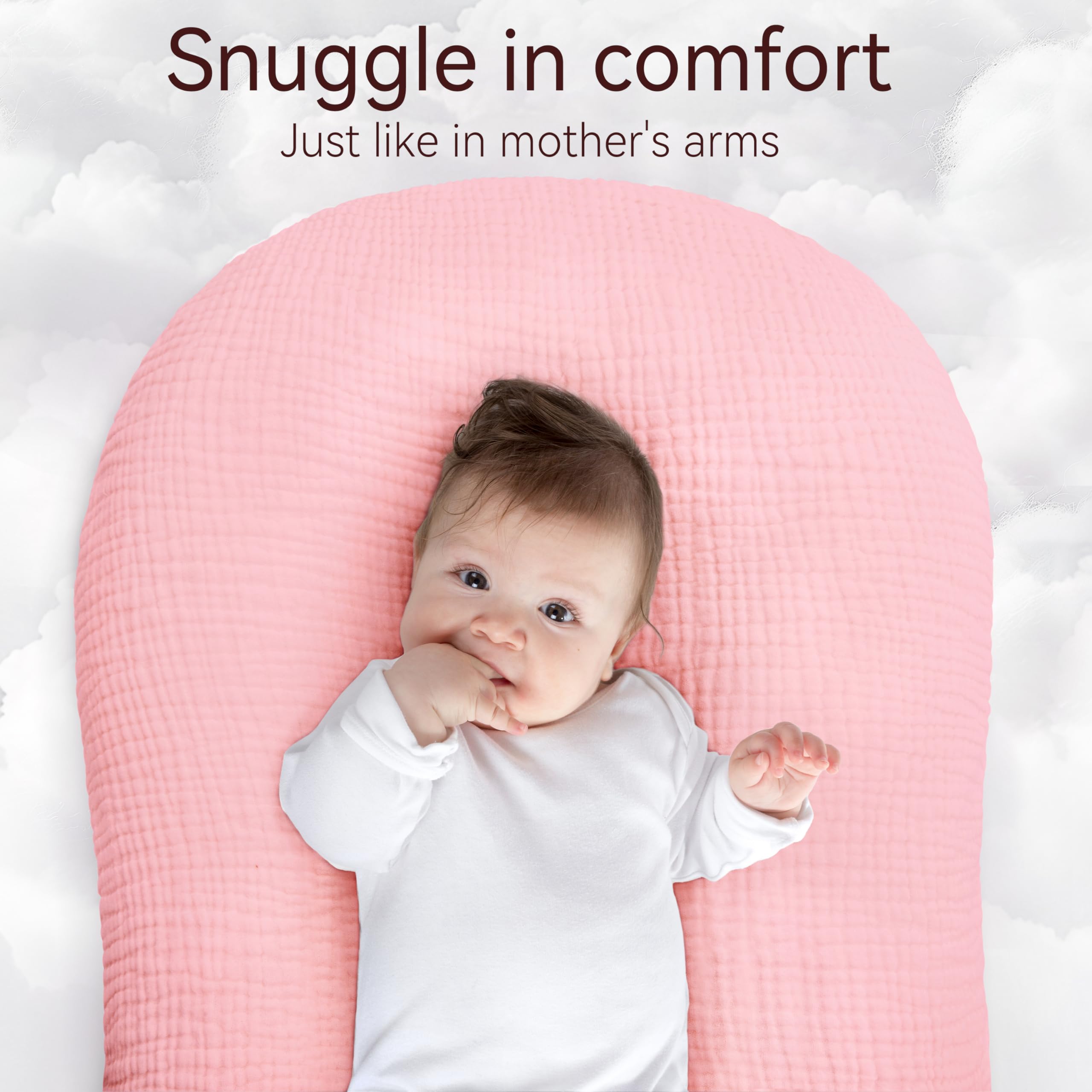 Pro Goleem breathable cotton muslin fabric highlighted for soft newborn skin.