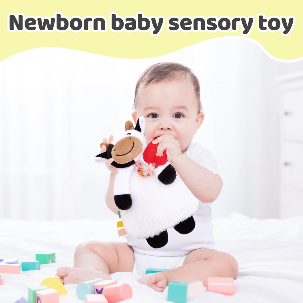 Pro Goleem Cow Lovey's compact size fits tiny hands for easy grasp.