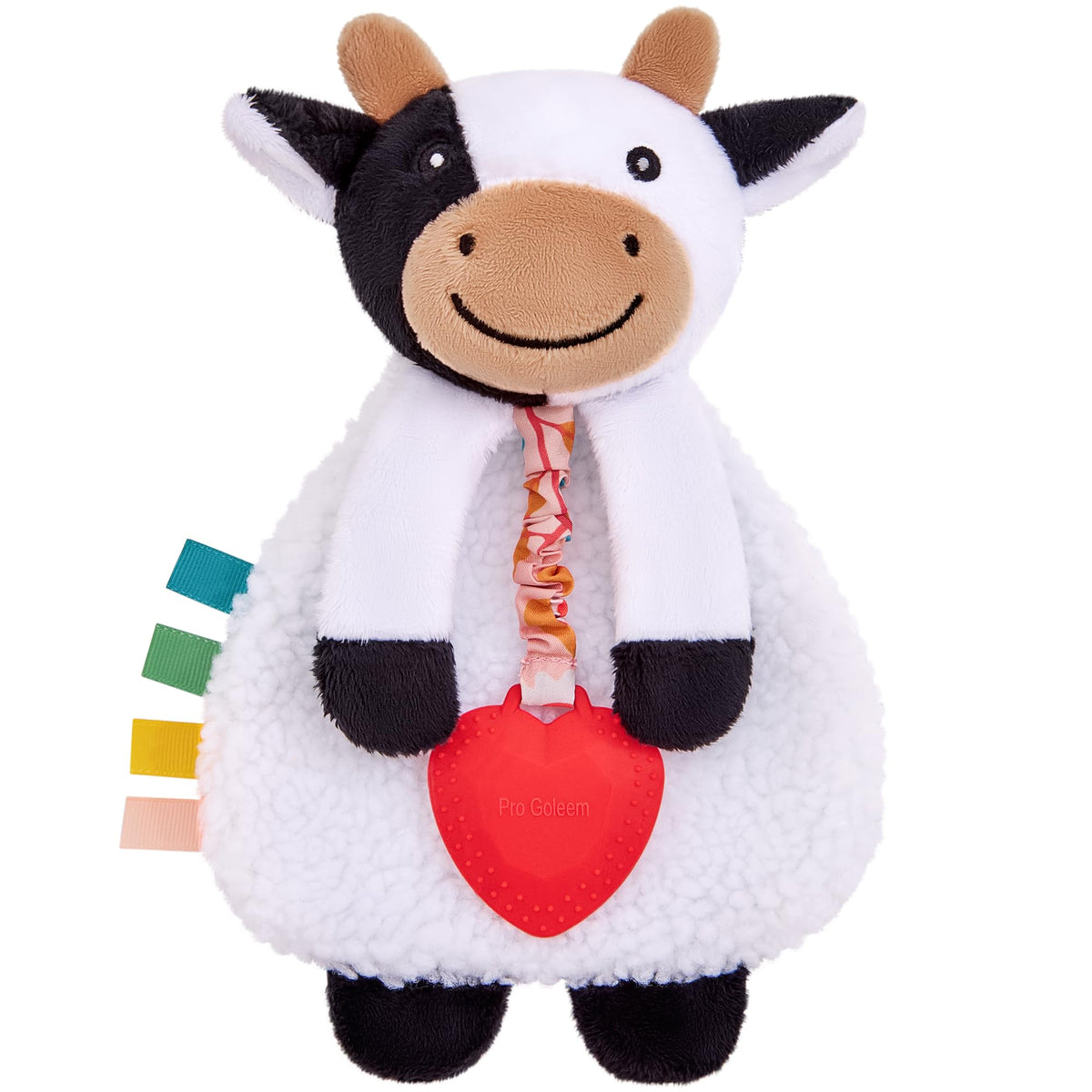 Pro Goleem Cow Lovey with soft textures enhances sensory exploration for babies.