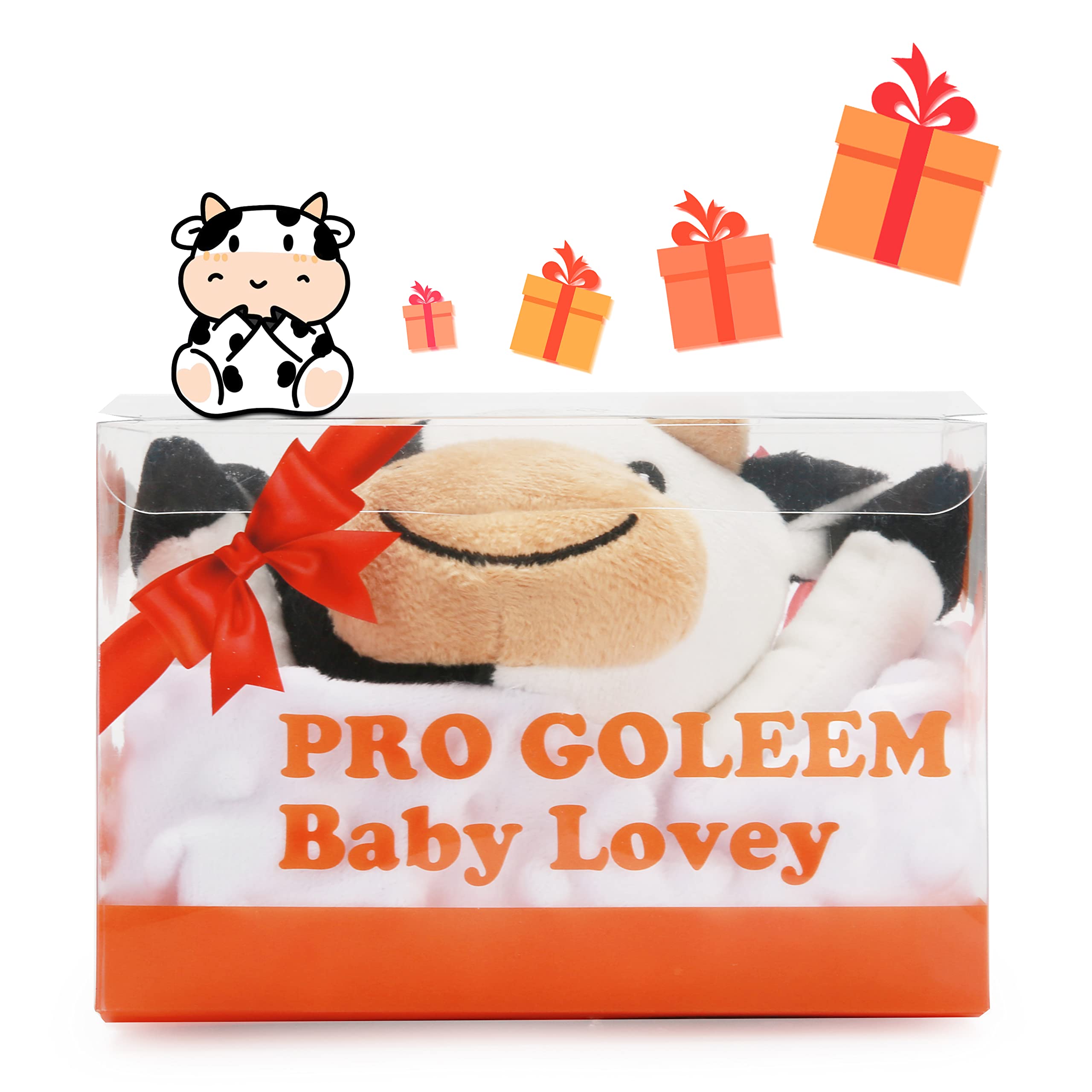 Pro Goleem Cow Security Blanket machine-wash image illustrates easy care.