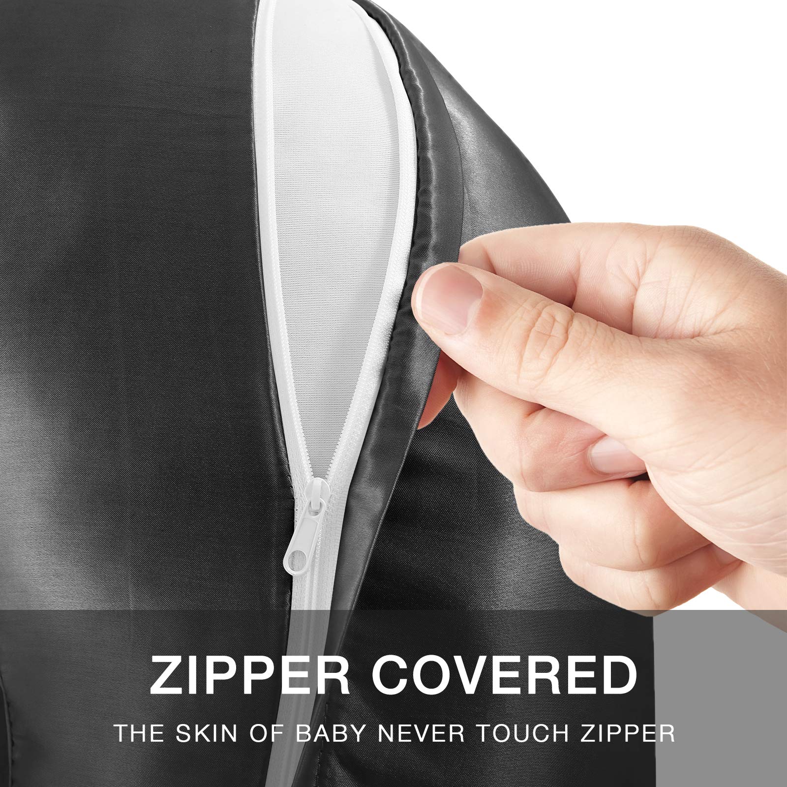 Pro Goleem durable-zip cover in black guards against rough zippers during use.