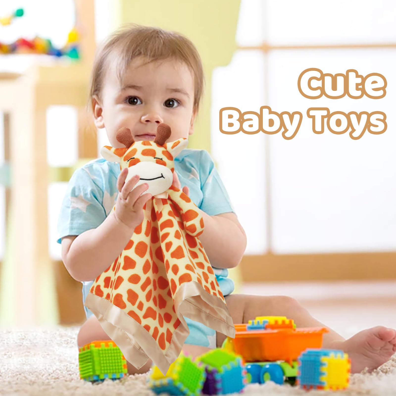 Pro Goleem Giraffe Lovey gift-ready packaging shown as a newborn present.