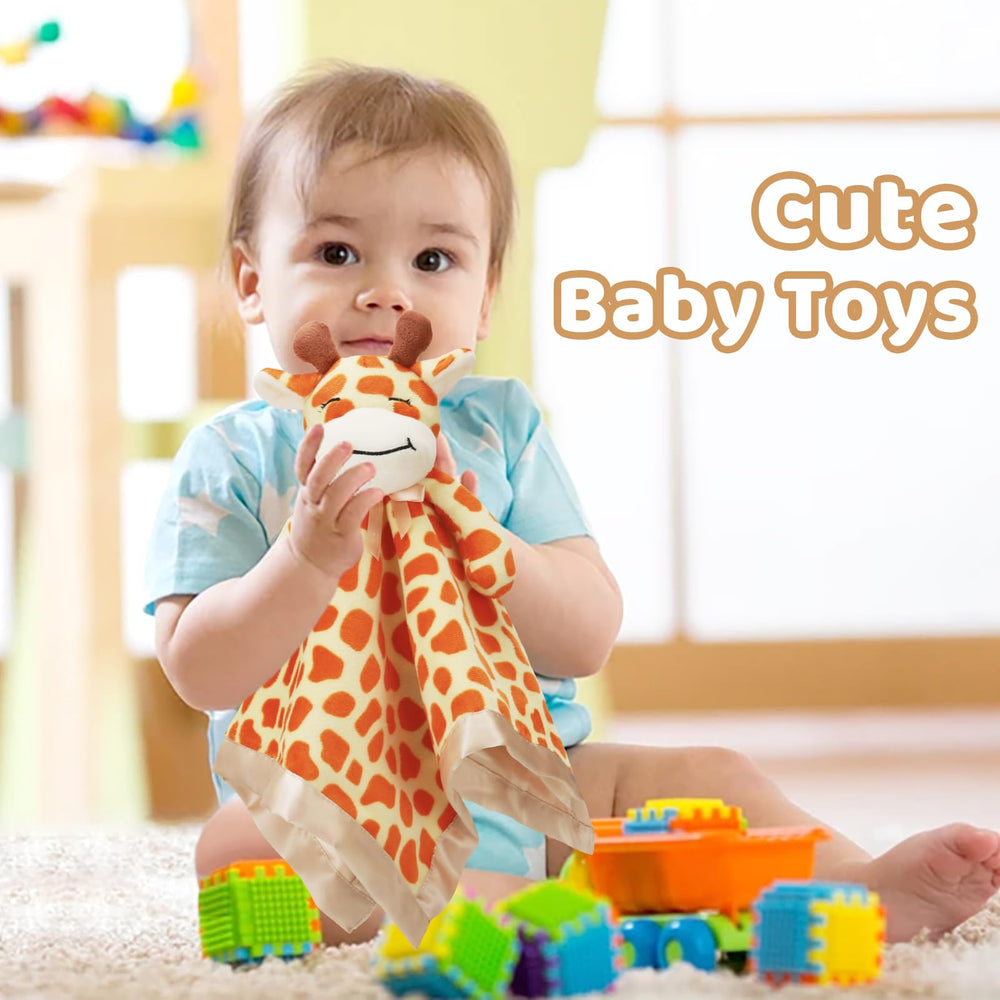 Pro Goleem Giraffe Lovey gift-ready packaging shown as a newborn present.