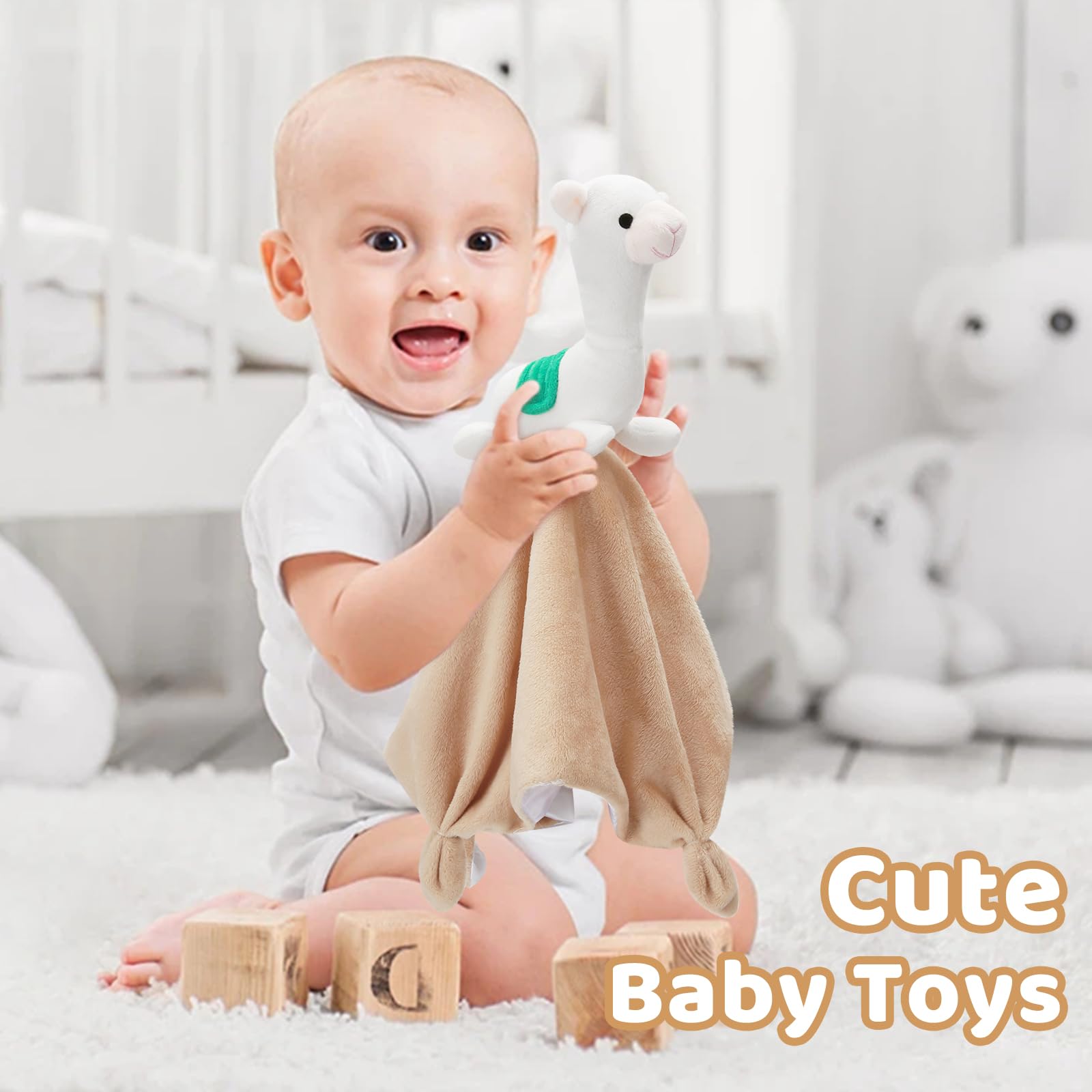 Pro Goleem llama security blanket in a baby's hand for soothing moments