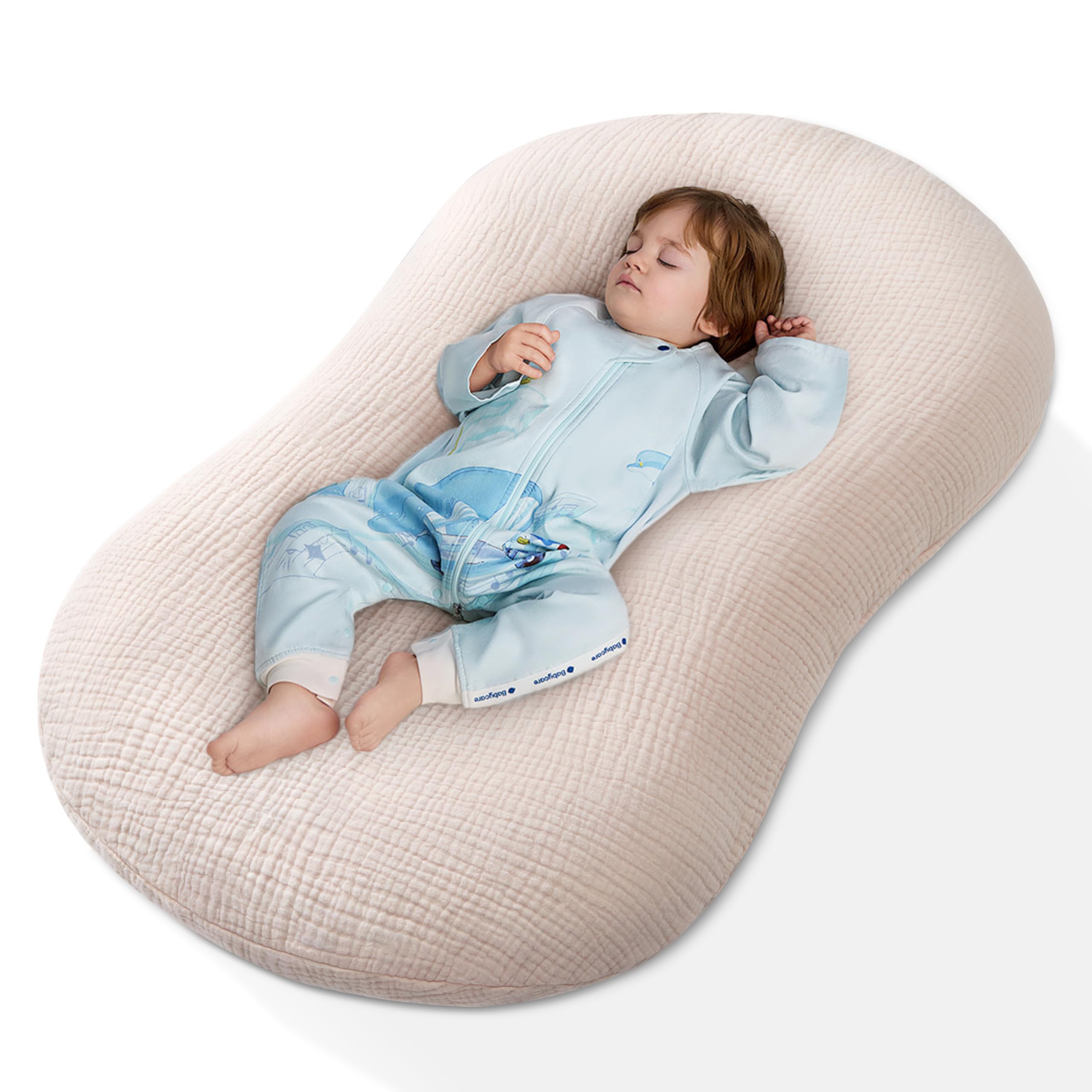 Pro Goleem lounger cover beige close-up shows soft breathable muslin.