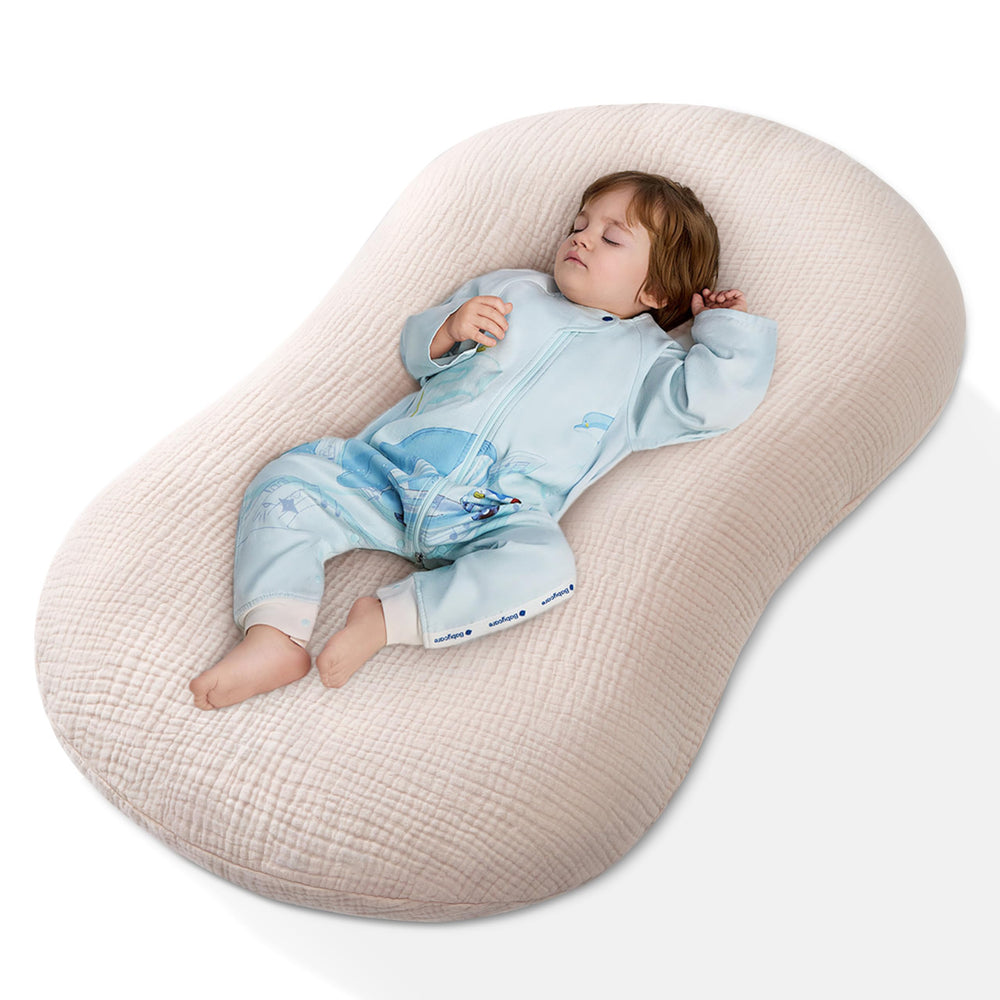 Pro Goleem lounger cover beige close-up shows soft breathable muslin.