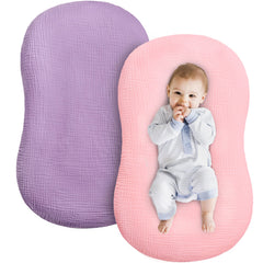 Pro Goleem muslin baby lounger cover pink shows breathable cotton for newborn comfort.
