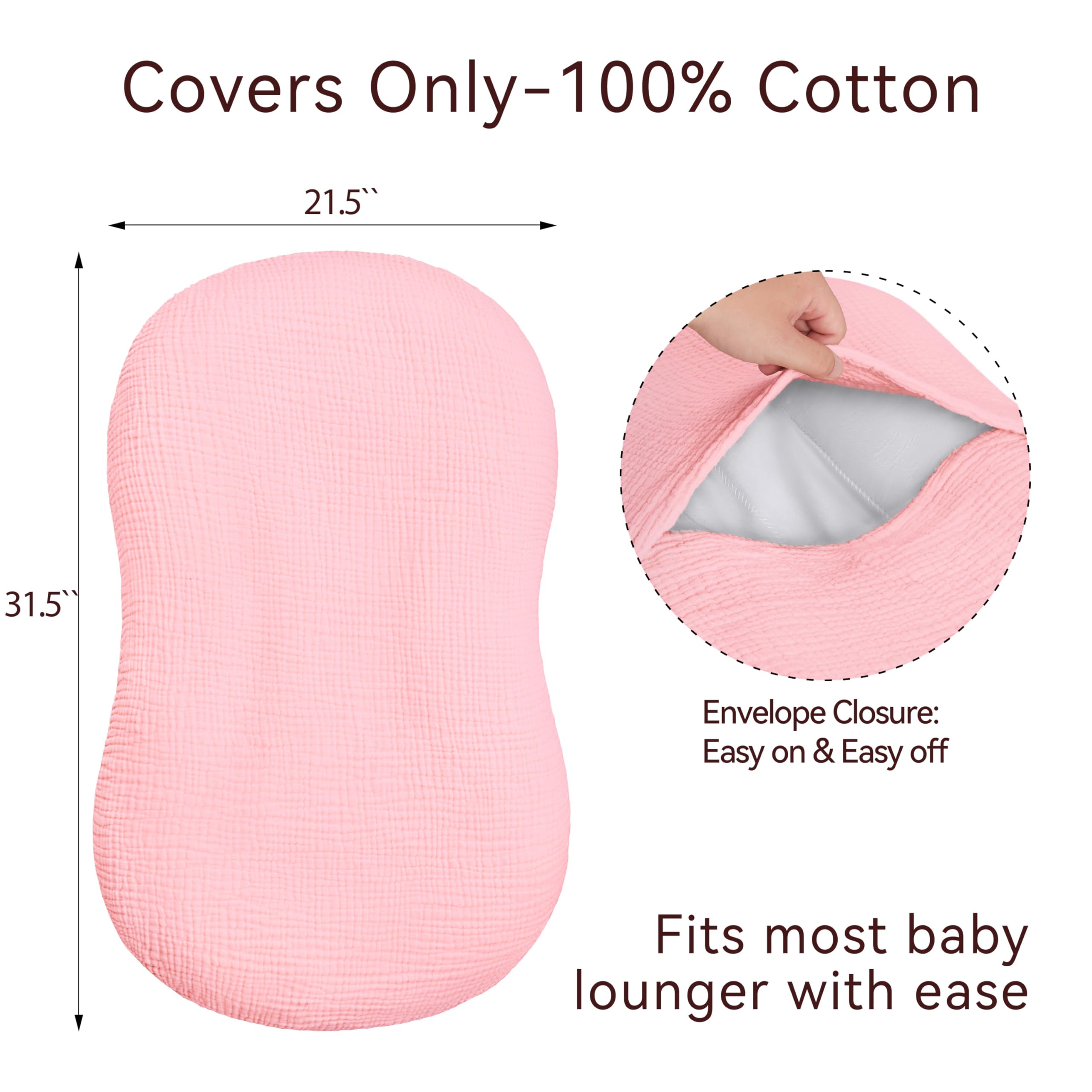 Pro Goleem muslin baby lounger cover purple demonstrates snug fit and nursery styling.