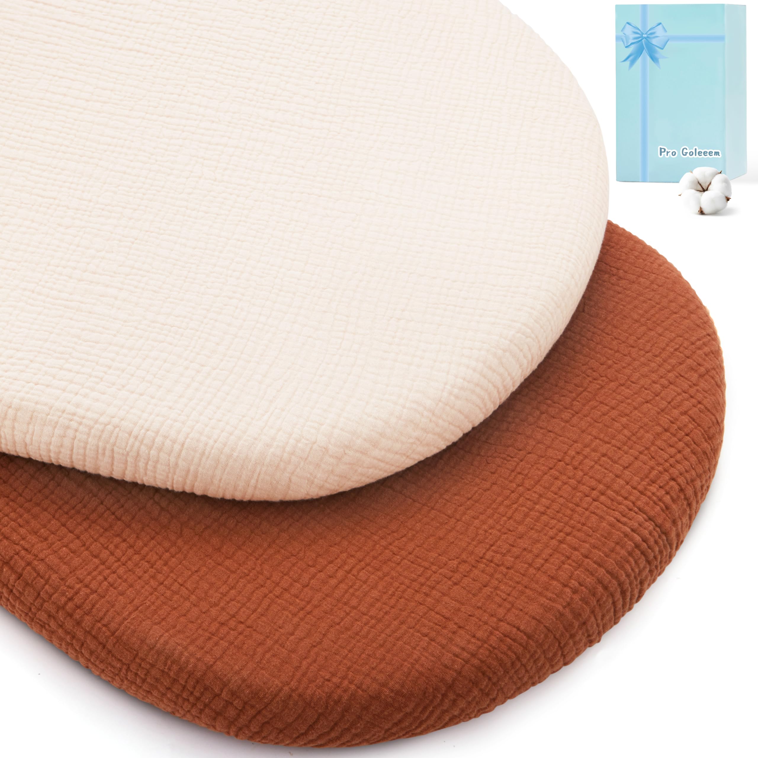 Pro Goleem muslin bassinet sheet brown closeup fabric for soft skin comfort.