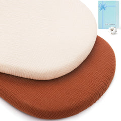 Pro Goleem muslin bassinet sheet brown closeup fabric for soft skin comfort.