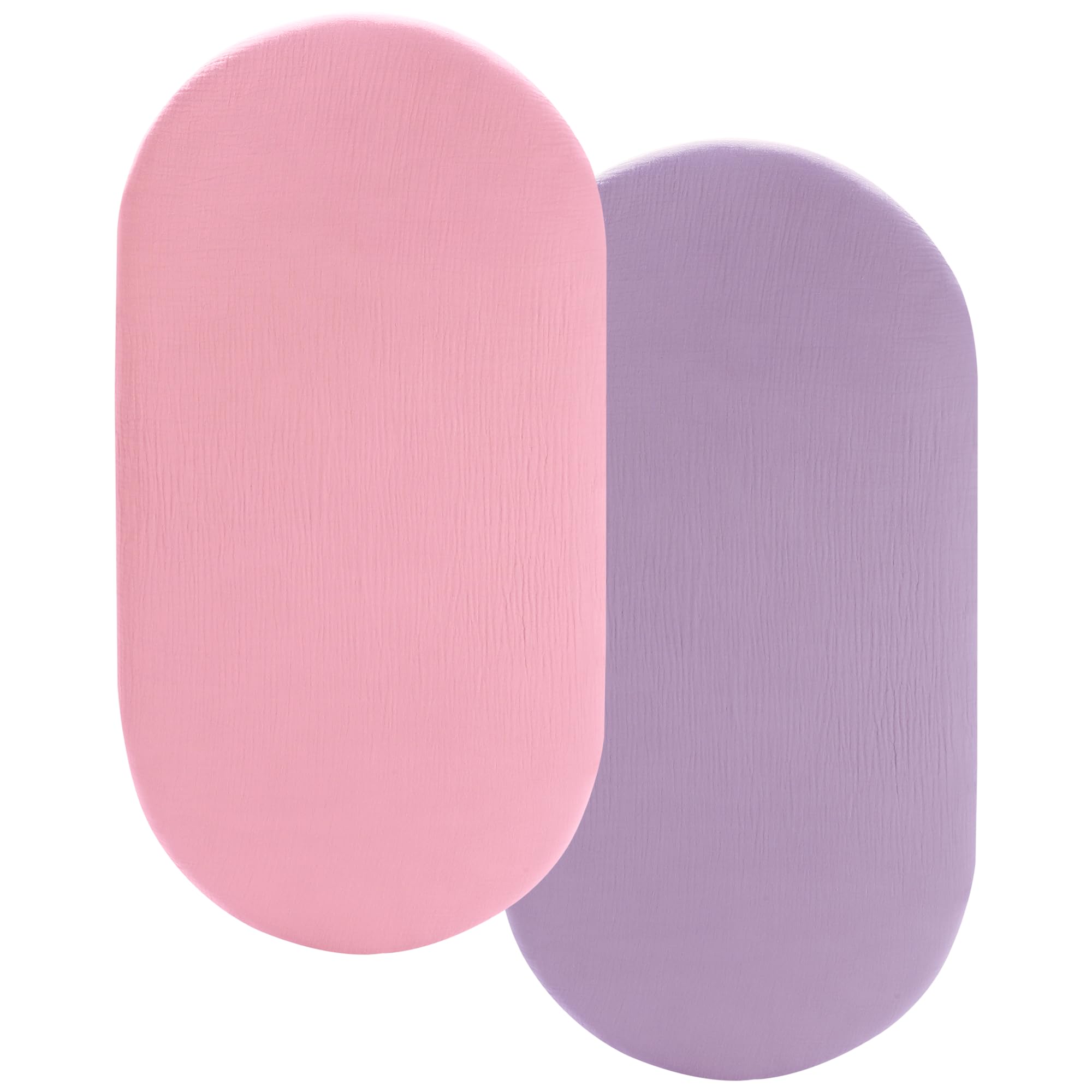 Pro Goleem Muslin Bassinet Sheet pink on bassinet showing gentle fit for delicate skin.