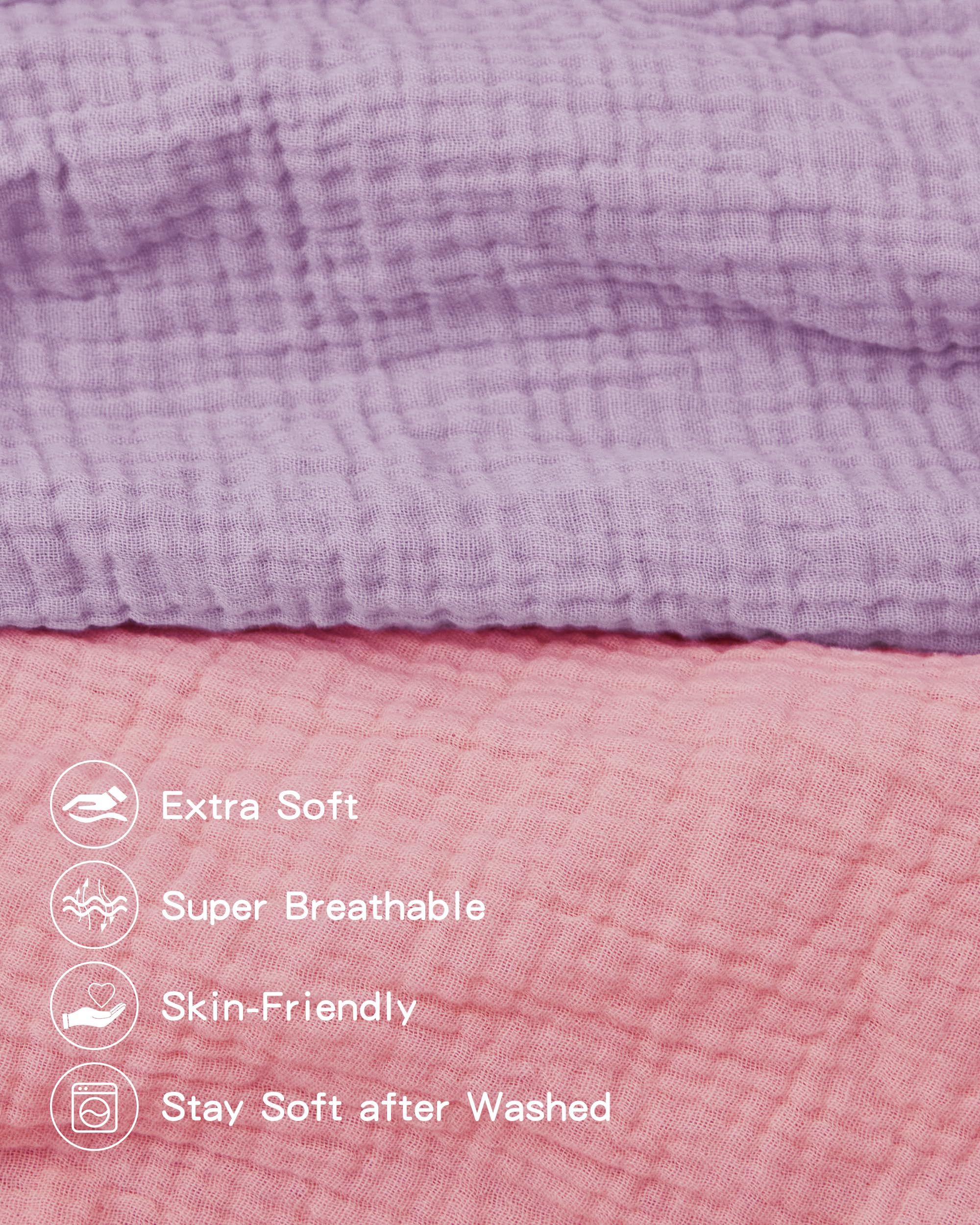 Pro Goleem Muslin Bassinet Sheet purple close-up fabric highlighting softness and breathability.