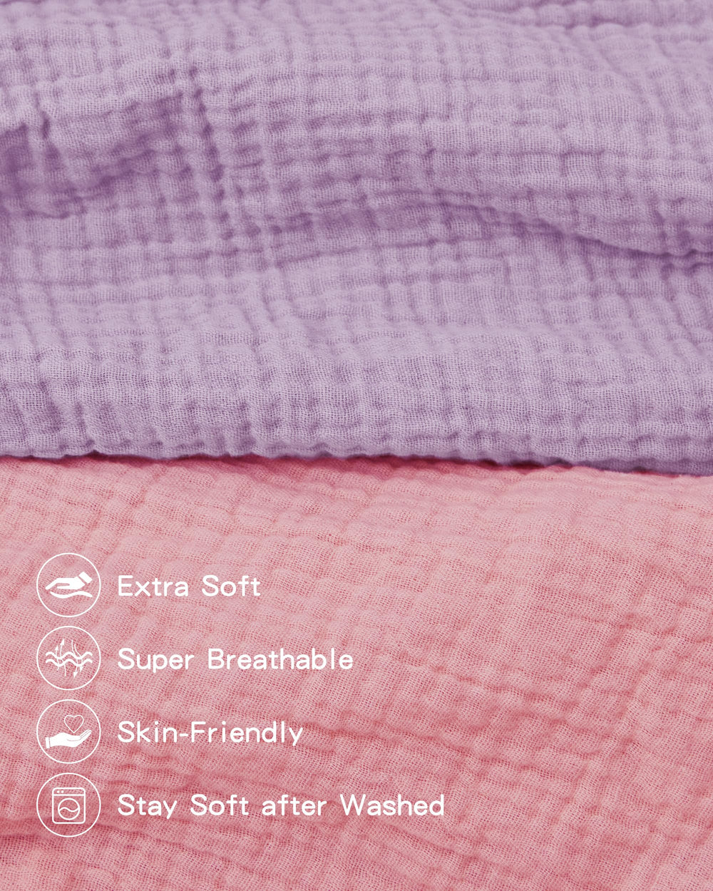 Pro Goleem Muslin Bassinet Sheet purple close-up fabric highlighting softness and breathability.
