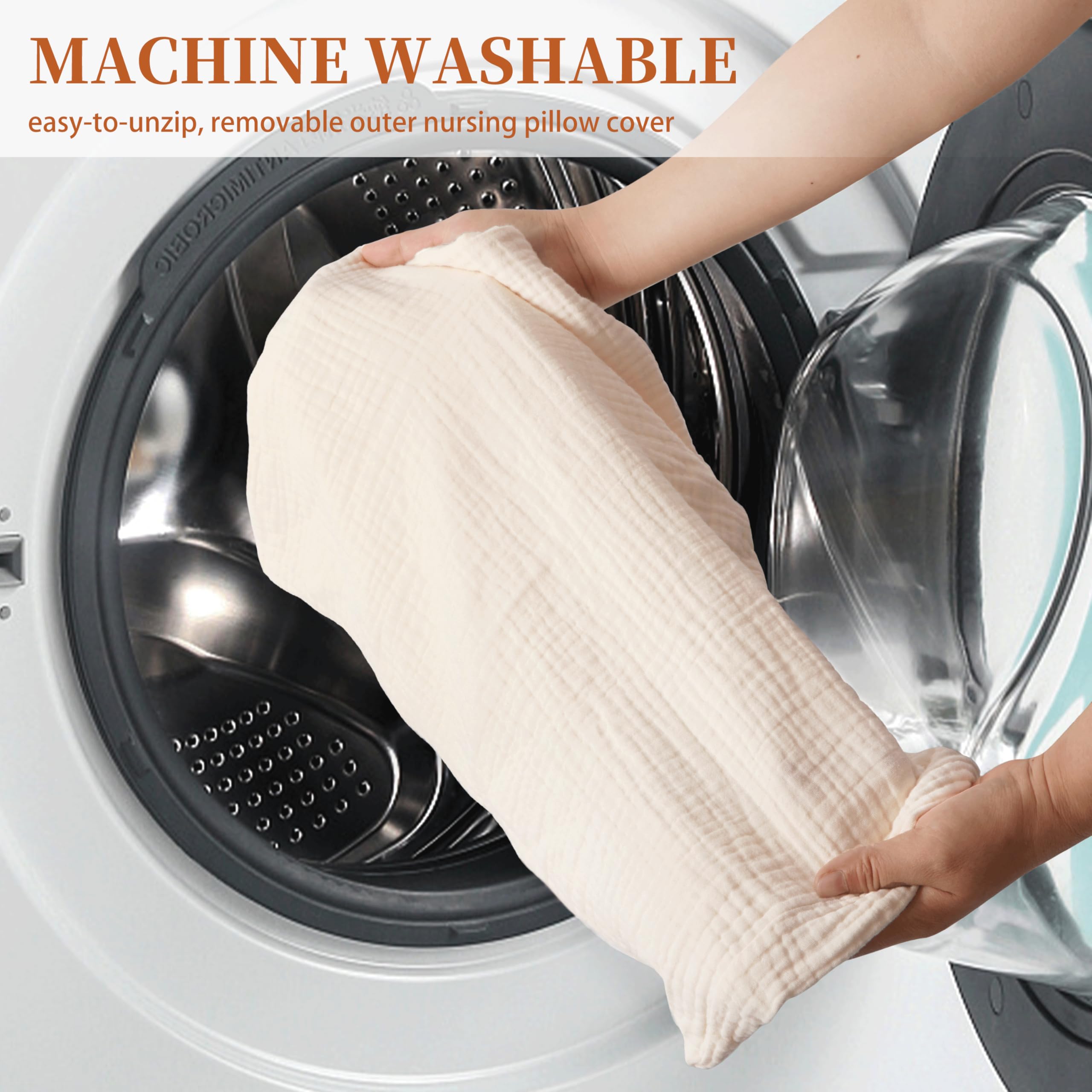 Pro Goleem muslin nursing cover machine-wash-friendly closeup highlights simple cleaning routine