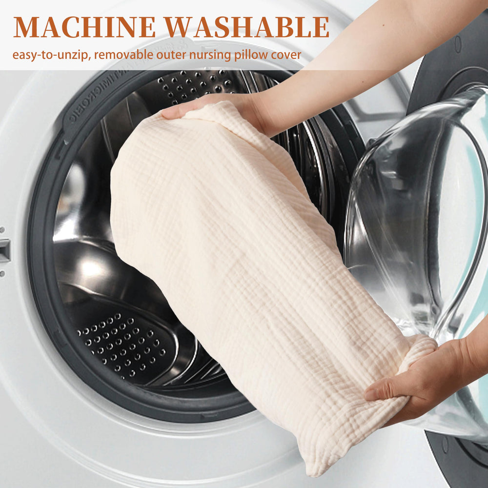 Pro Goleem muslin nursing cover machine-wash-friendly closeup highlights simple cleaning routine