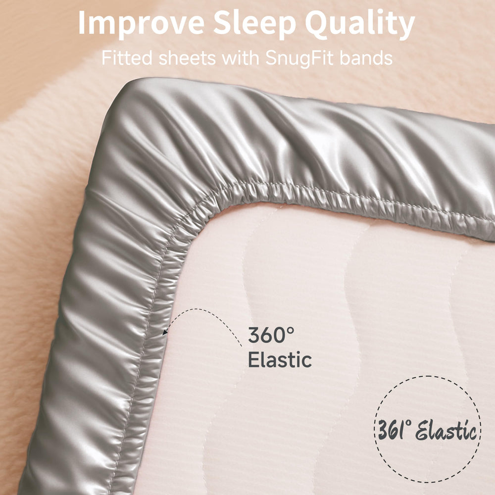 Pro Goleem satin bassinet sheet care-ready image showing easy machine washing.