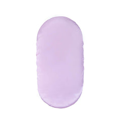 Pro Goleem satin bassinet sheet lavender closeup shows soft silk-like texture for delicate hair