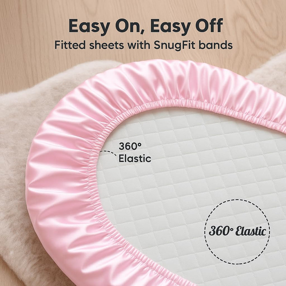 Pro Goleem satin bassinet sheet machine-wash friendly for easy care.