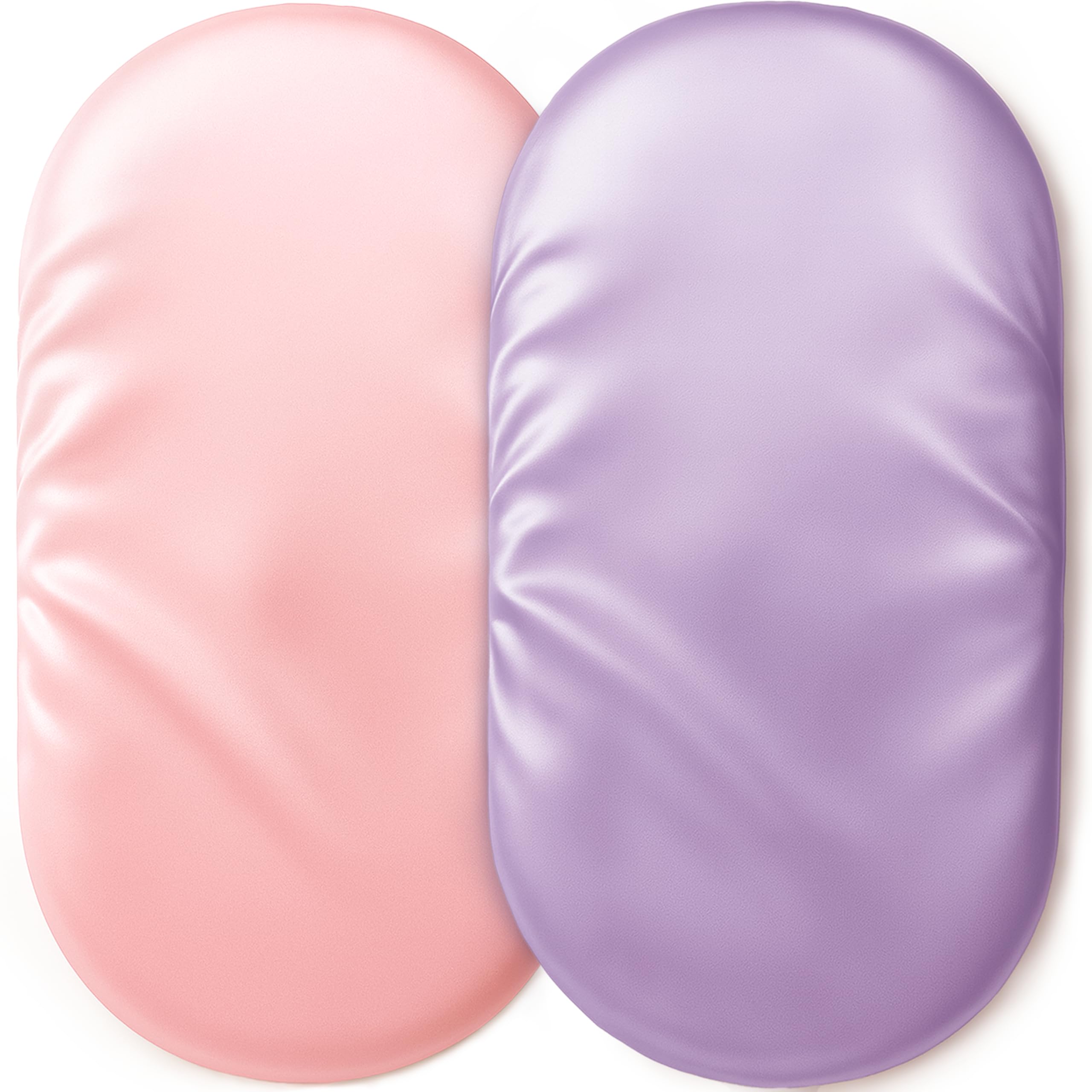 Pro Goleem satin bassinet sheet pink close-up shows soft shine for gentle baby hair.