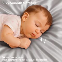 Pro Goleem satin bassinet sheet white and gray on bassinet for newborn comfort.