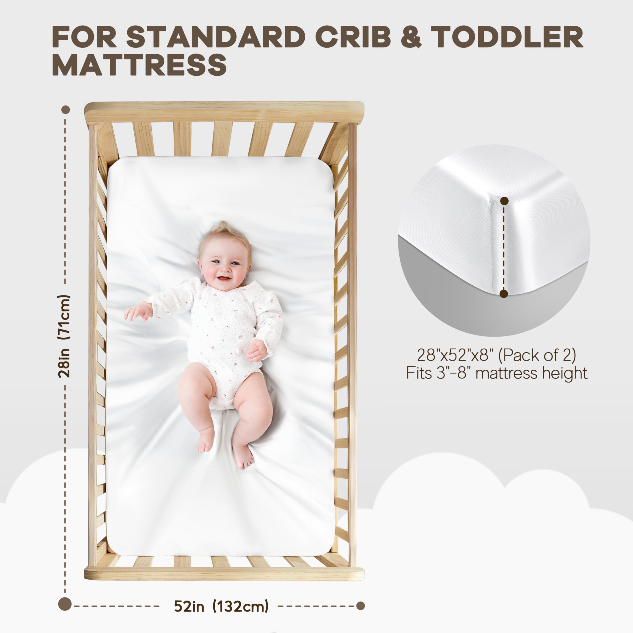 Pro Goleem unisex white-gray crib sheet design suitable for any nursery.