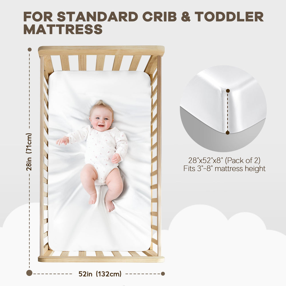 Pro Goleem unisex white-gray crib sheet design suitable for any nursery.