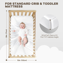 Pro Goleem unisex white-gray crib sheet design suitable for any nursery.