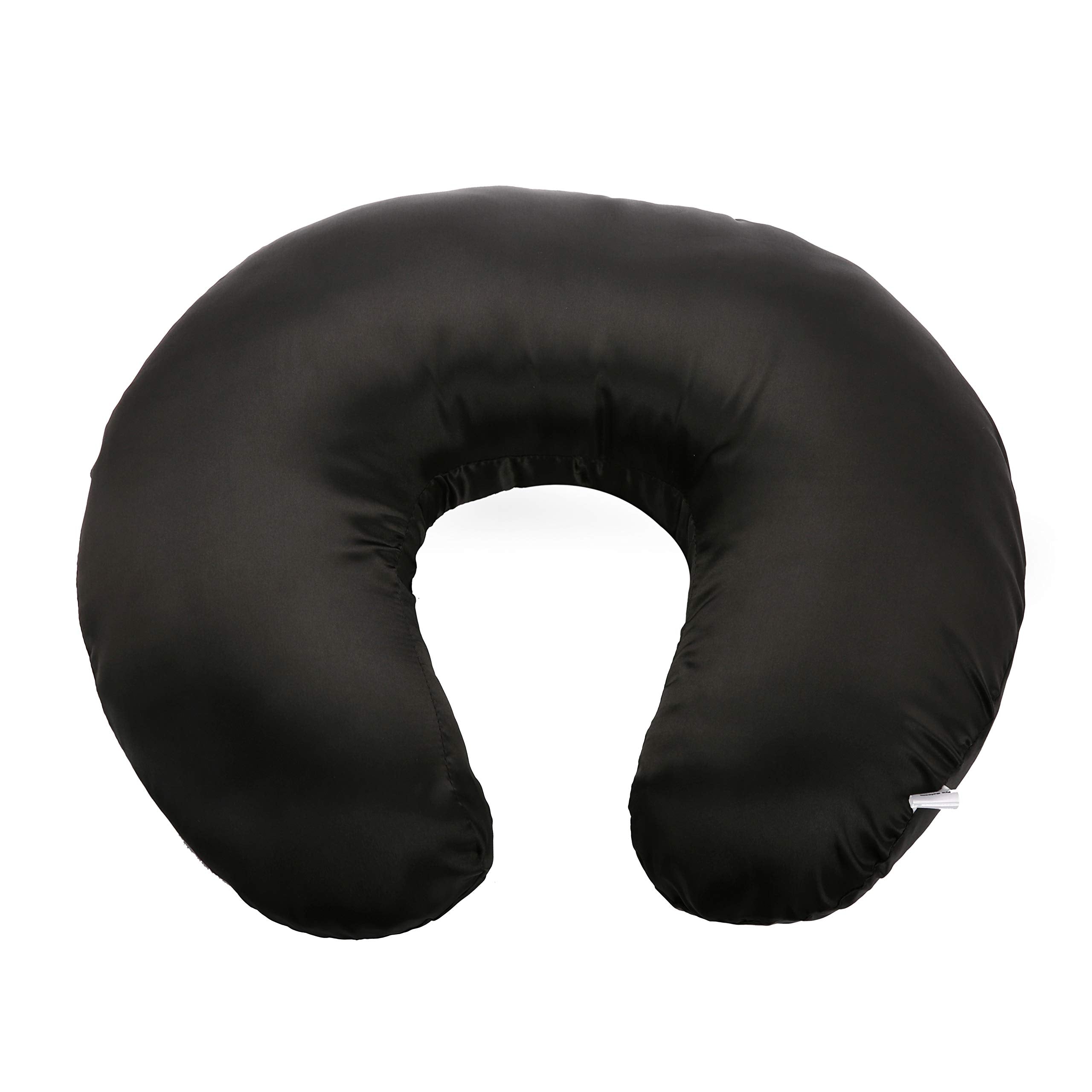 Pro Goleem satin nursing pillow cover in black delivers smooth texture for baby comfort.