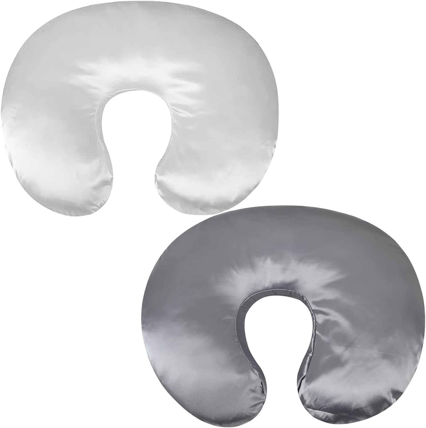 Pro Goleem satin nursing pillow cover gray and white closeup with smooth fabric for gentle skin contact