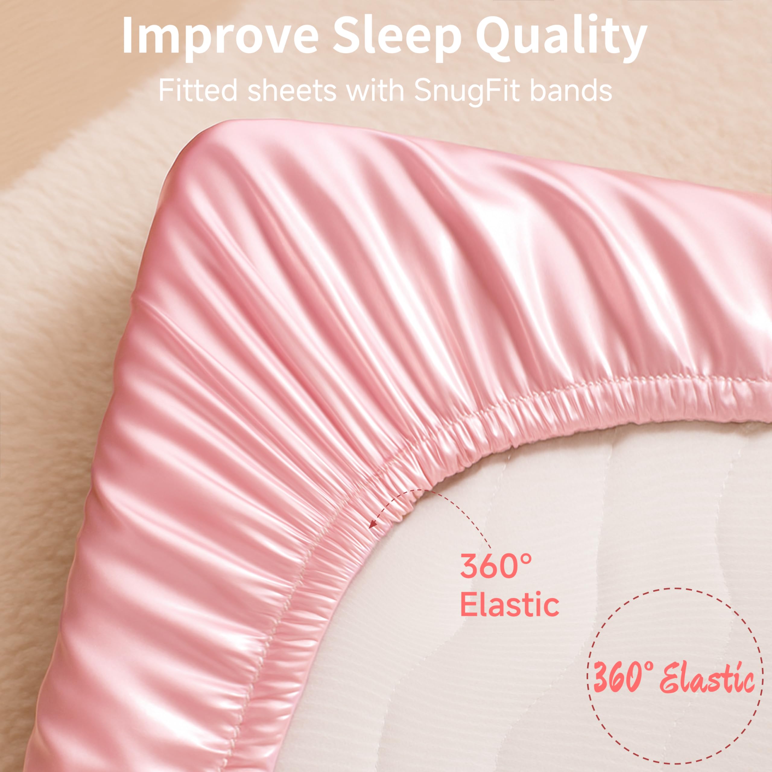 Pro Goleem Satin Soft Crib Sheet elastic band detail conveys snug, secure mattress fit.