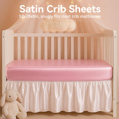 Pro Goleem Satin Soft Crib Sheet purple close-up highlights smooth surface for snag-free sleep.
