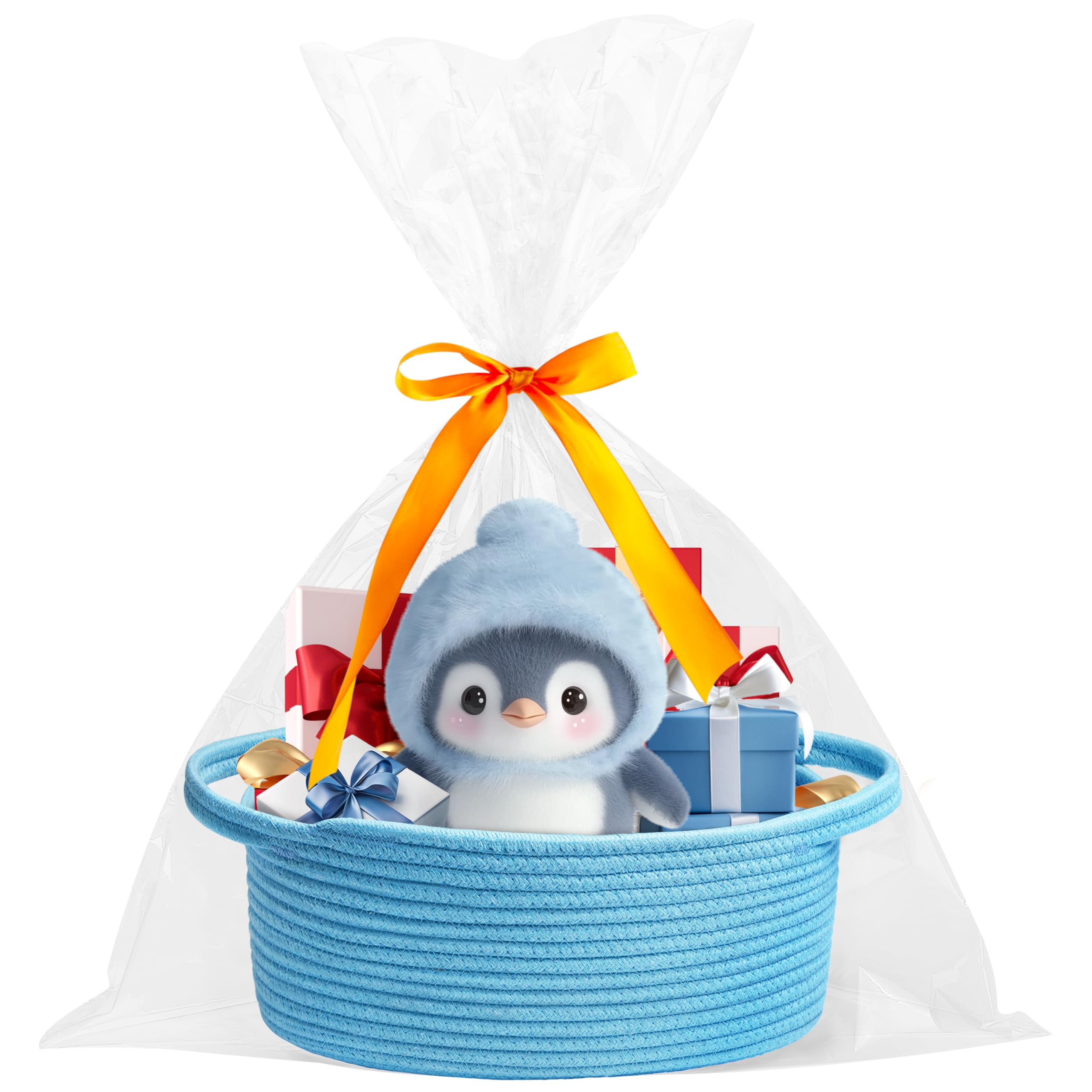 Pro Goleem durable cotton rope basket in blue supports sturdy storage.