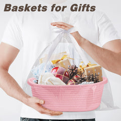 Pro Goleem small woven basket bed-side storage keeps clutter organized