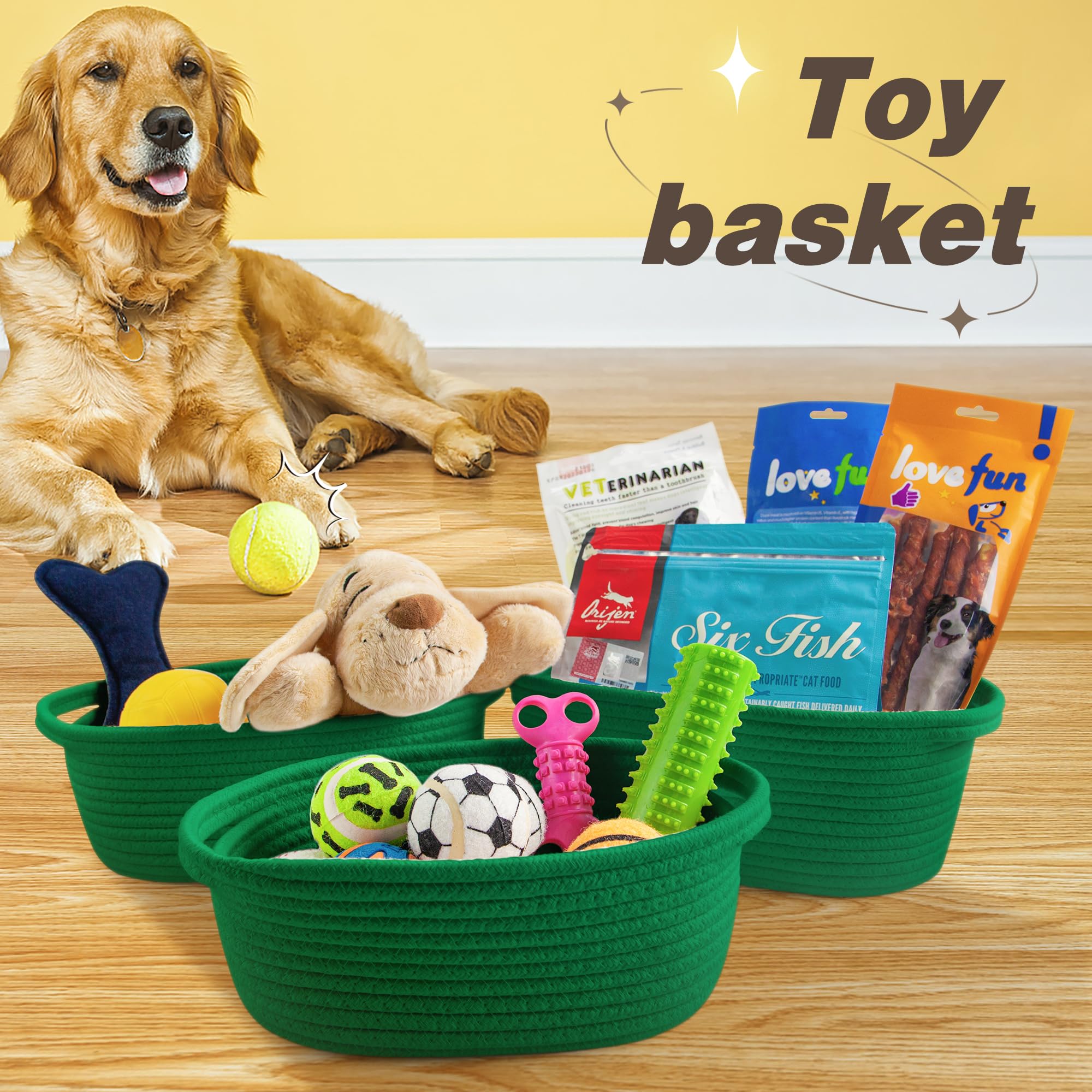 Pro Goleem small woven basket with handles closeup for easy carrying.