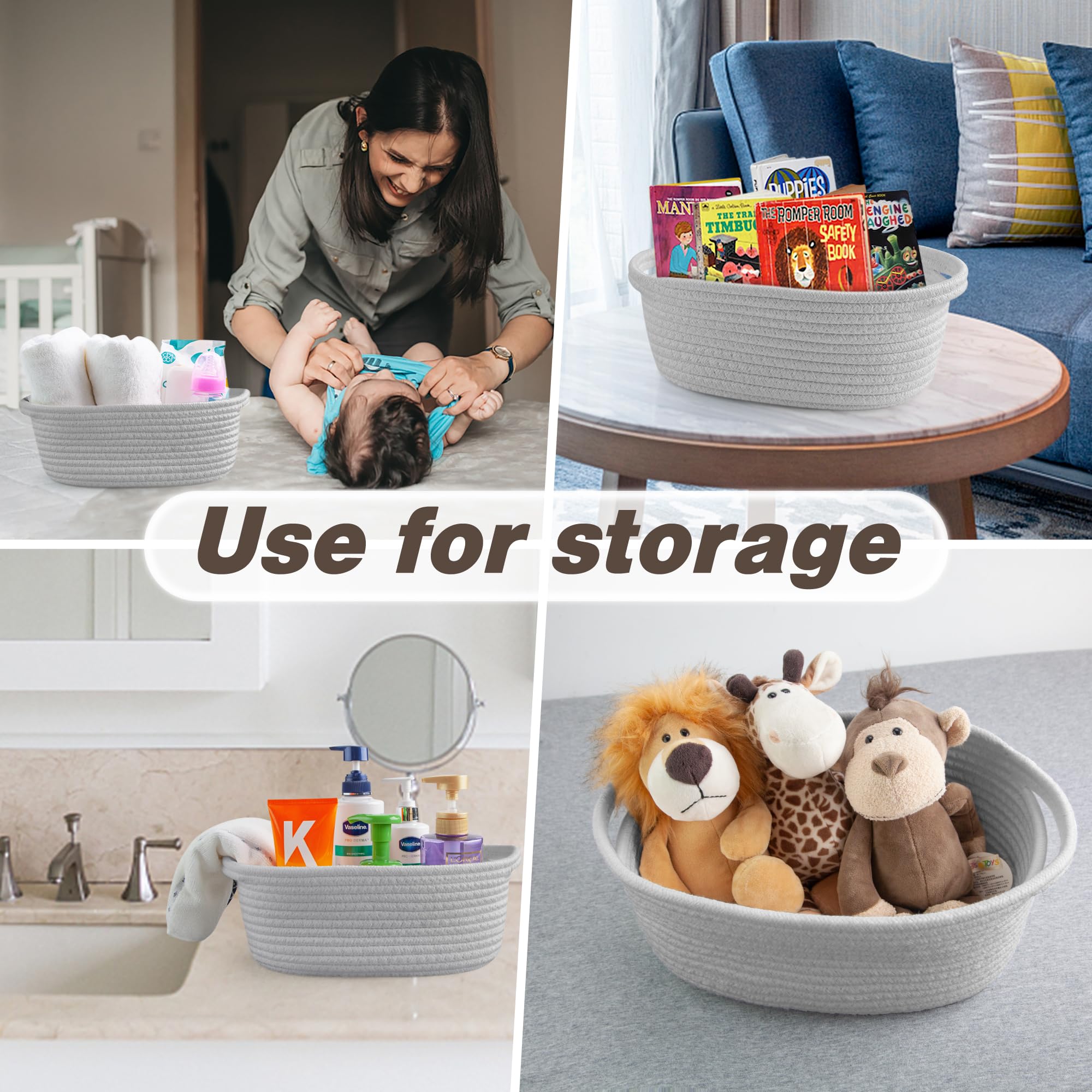 Pro Goleem storage basket gray used for organizing toys, books, and items