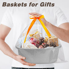 Pro Goleem small woven basket with gift bag gray ready-to-gift presentation