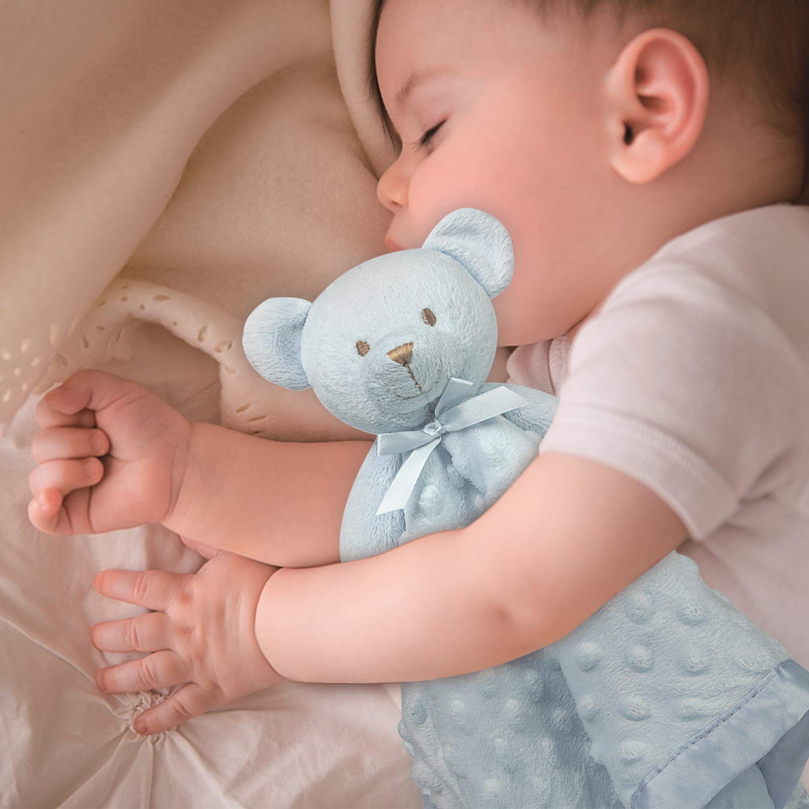 Pro Goleem Teddy Bear Lovey blue 16inch close-up soft plush fabric