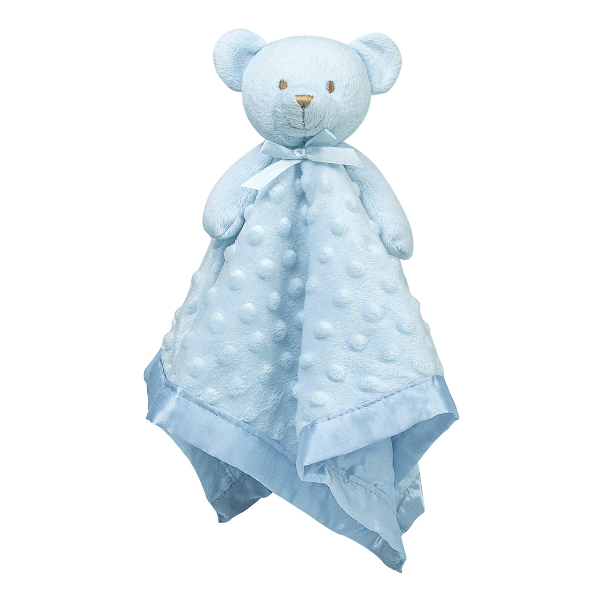 Pro Goleem Teddy Bear Lovey blue 16inch front view comforts baby at nap time