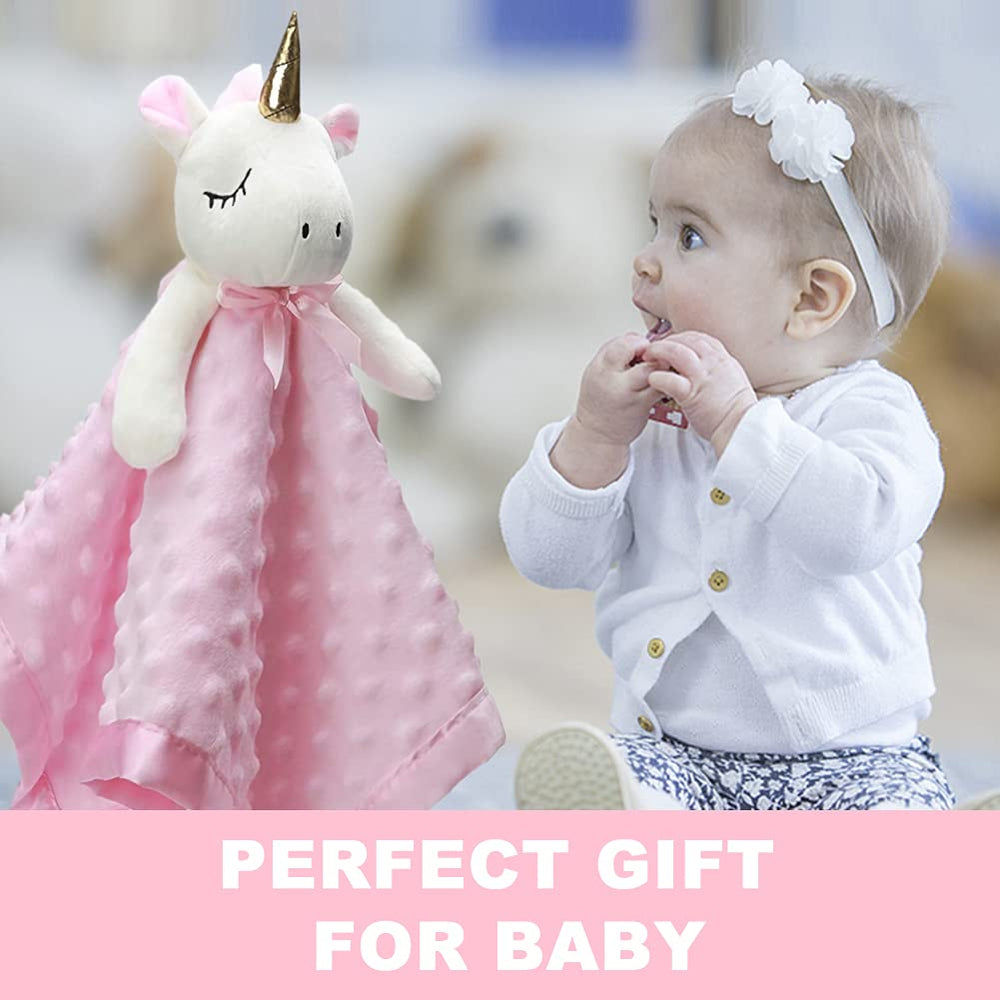 Pro Goleem Unicorn Lovey satin edge highlights luxurious feel for calming nighttime routines.