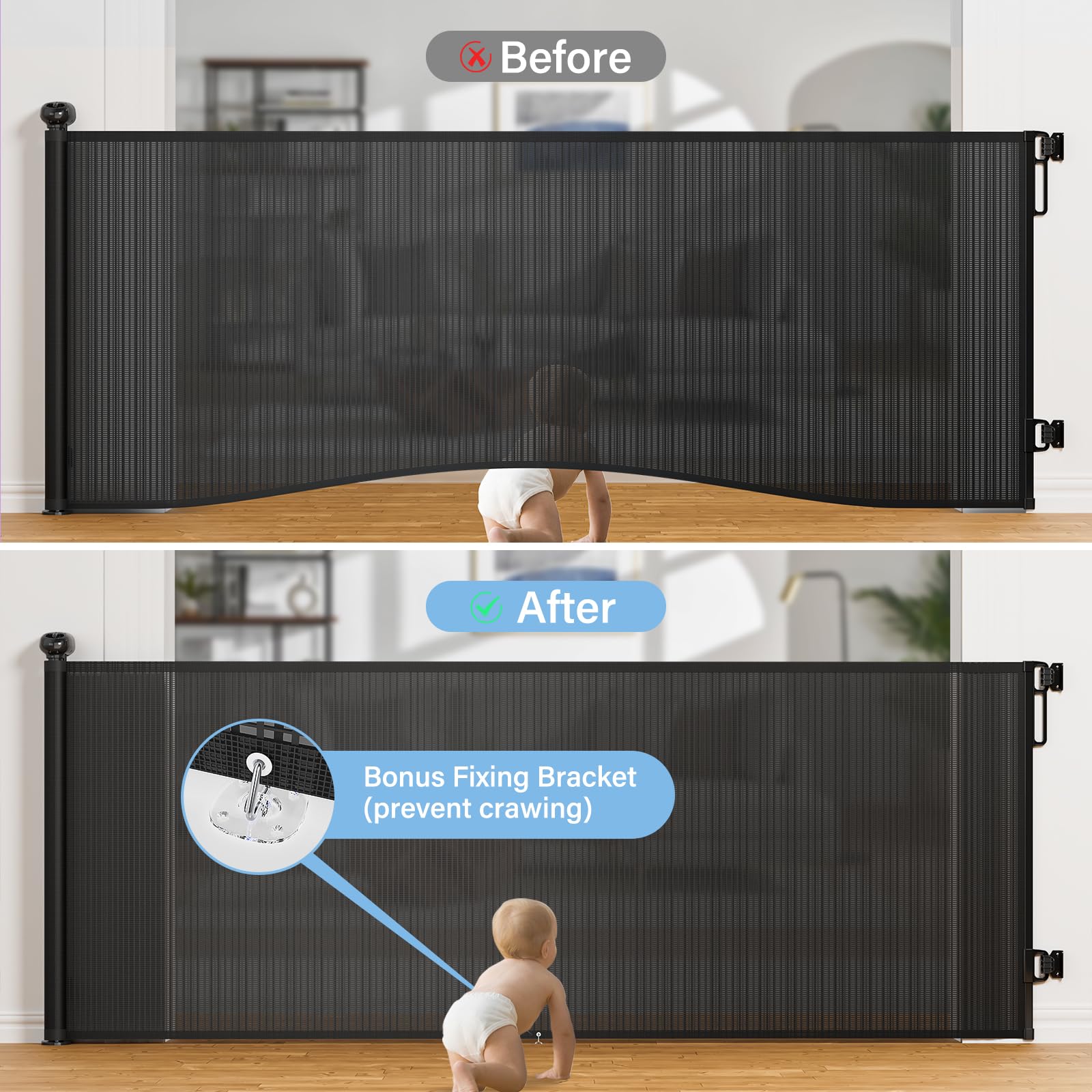 PRObebi adjustable baseboard bracket fits various baseboards without damage.