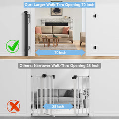 Probebi gate extended to 54 inches demonstrates wide, flexible doorway safety.
